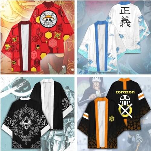 Anime ONE PIECE Monkey D Luffy Whitebeard Pirates Cosplay Costumes Kimono Haori MARINE Symbol Cloak Cardigan Bathrobe Pajamas