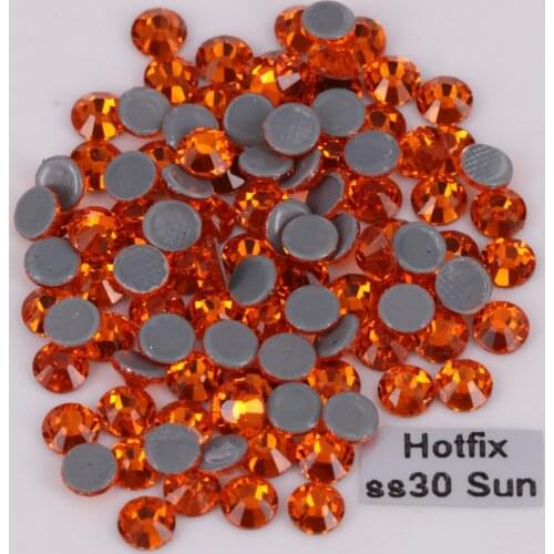 Free Shipping! 288pcs/Lot, ss30 (6.3-6.5mm) High Quality DMC Sun Iron On Rhinestones / Hot fix Rhinestones