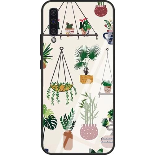 Indoor Outdoor Plant Boho Nature Art Case For Samsung A72 A71 A51 A31 A40 A50 A70 A20e A21S A12 A32 A52 Tempered Glass Cover