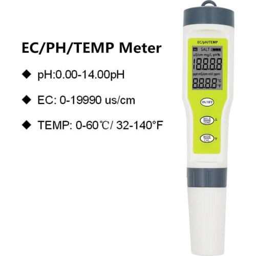 Professional Digital 3 In1 Water Tester PH EC Sensor Meter Water Quality Monitor Tester Kit For Pools Drinking Water Test Pen