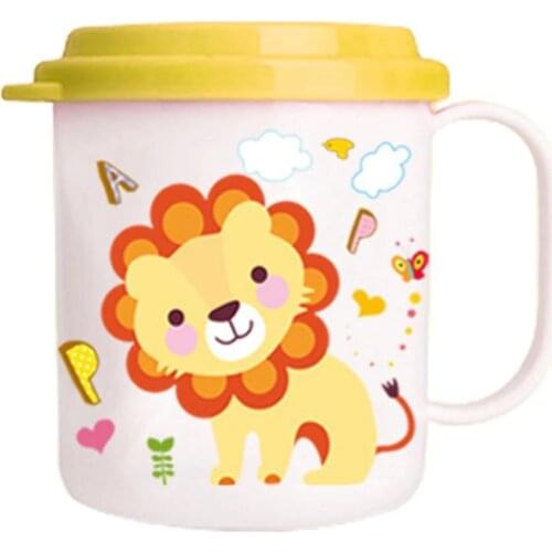 1PC Kids Water Cup Flip Cover Design Anti-dust Ergonomic Handle Kids Cute Solid Feeding Water Mug for Children