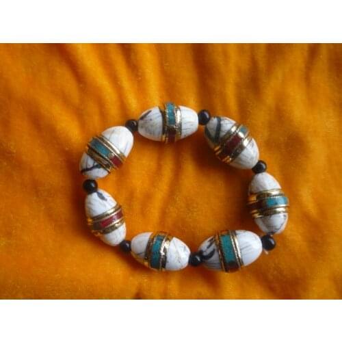 Precious collection of old China, turquoise mosaic Tridacna Bracelet,Free shipping