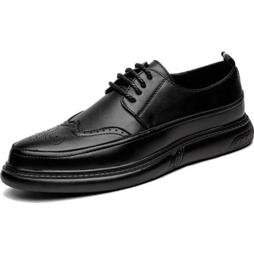 Formal Shoes Men Office Brogue Shoes Men Classic Brown Dress Short Plush Italian Brand Men Wedding Dress Shoes Chaussure Homme