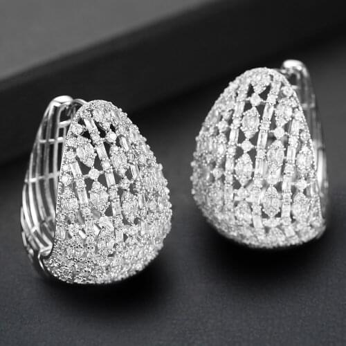 LARRAURI Fashion Jewelry Brand Charms Luxury Curtain Hoop Earrings For Women Copper Pave Cubic Zirconia Women Earrings 2020