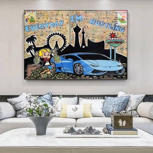 Fly Boy Soup Canvas Painting Prints Wall Every Day I'm Hustling Fashion Cartoon Art Posters For Kids Living Room Decor Unframed