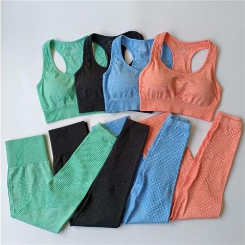 Fashion 2021 Women clothing Fitness Tracksuit Yoga Set Workout Running Bra High Waisted Yoga Pants Seamless Leggings Gym Suit