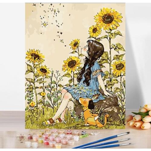 Diy Paint By Number Kit For Adults Freehand Sketching Girl Natura Draw Decorate The Living Room Dining Room 40x50cm Plank Frame