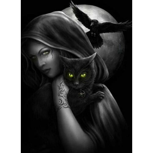 Beauty and cat black Needlework Set Cross stitch 14CT Unprinted Embroidery kits Arts Cross-Stitching,DIY Handmade Home Decor