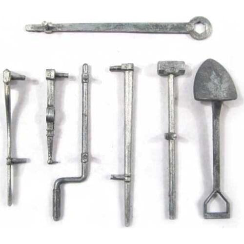 1/16 Sherman Metal Tool Set For 1:16 Mato 1230 Complete Metal Sherman M4A3(75)W RC Shovel Hammer Toy Tank Parts
