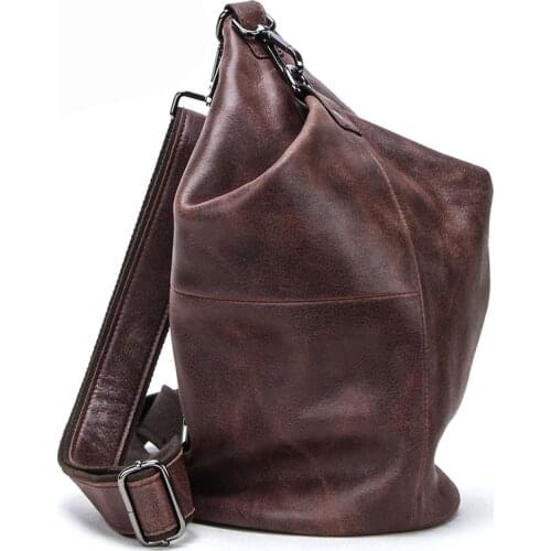 Mens Crossbody Bag Theftproof Genuine Leather Sling Chest Bag Men Shoulder Messenger Tote Travel Waist Pack Male Retro Handbag