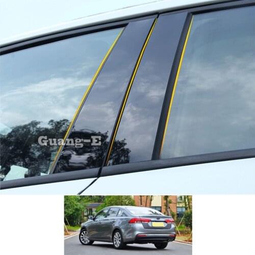 For Kia K4 2014-2019 Car PC Material Pillar Post Cover Door Trim Window Piano Black Molding Sticker Plate
