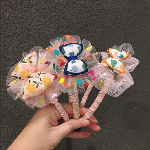 New 2021 Girl Sweets Bows Fabric Hair Hoop Scrunchies Band Ties Kawaii Cute Accessories For Kids Headwear Headband Scrunchy