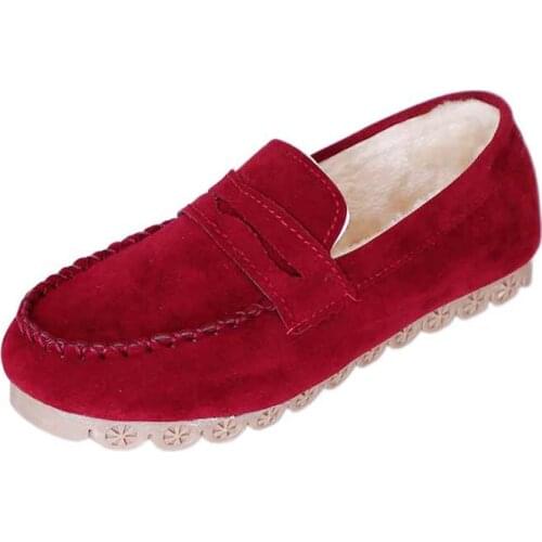 2021 autumn and winter new plus velvet flat shoes fashion warm shallow mouth flat shoes