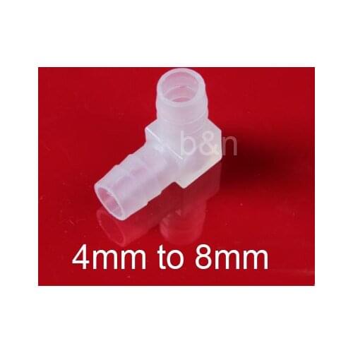 New 4mm to 8mm dia. Plastic Barbed Elbow fitting Equal Elbow reducing connector, L hose tube adapter 90 degree angle barb joint