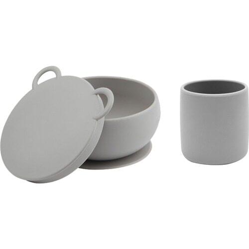 Oioi Nutrition Set 2li Gray Vacuum Bowl + Mini Cup