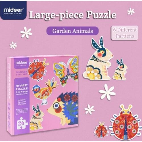 Mideer 32PCS Puzzles 6-in-1 Garden Animal Children 3D Large Puzzle Over 2Y Early Educational Cognitive Puzzle Birthday Gifts