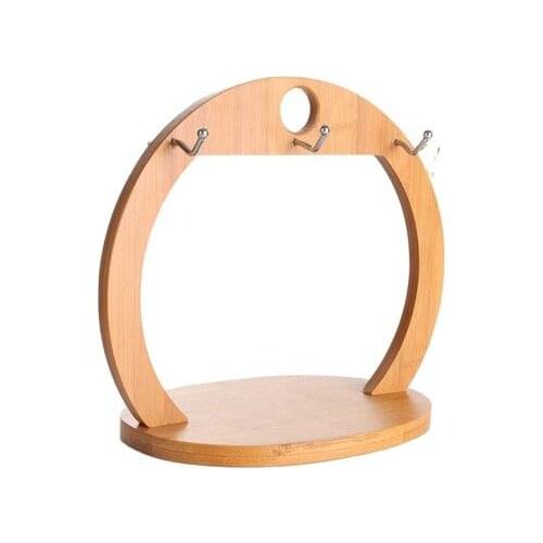 4&6 set cup and saucer display stand drying rack Bamboo wood tea coffee cup shelf cup drying rack