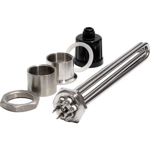 1 1/2" BSP/DN40 304SUS Immersion Heater with Accessories 220V/380V Tubular Heating Element with Grounding Screw for Water/Oil