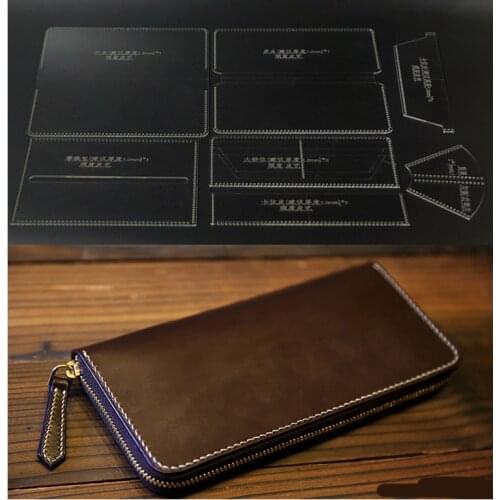 New Durable Acrylic Wallet Leather Template DIY Leathercraft Long Zip Wallet Purse Stencil Sewing Pattern leather tools 20*10cm