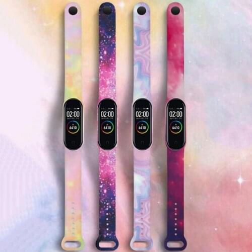 Strap For Xiaomi Mi Band 4 3 5 6 watch band Creative graffiti style Silicone bracelet replacement For XiaoMi band 4 5 Wristband