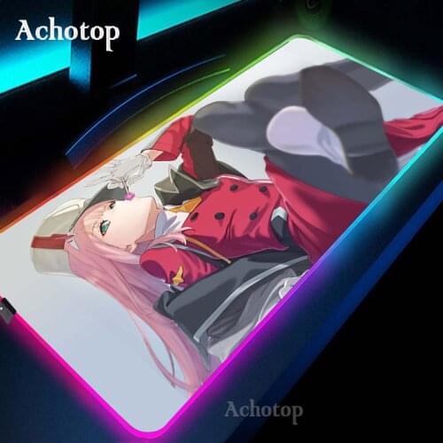 Zero Two Darling In The Franxx LED Light Mousepad RGB Keyboard Cover Desk-mat Colorful Anime Mouse Pad Computer Gamer CS Dota