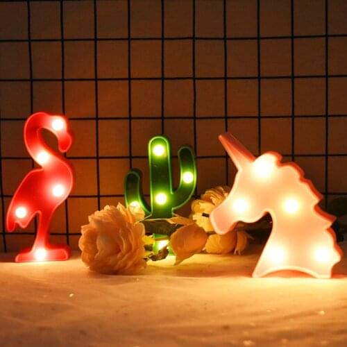 1Pcs Cartoon Unicorn/Flamingo/Star Shape Led Night Light For Baby Childrens Room Decoration Table Lamp Wedding Party Home Decor