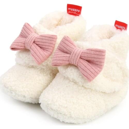 Toddler Newborn Baby Girl Warm Booties Bow Shoes Infant Girl Prewalker Trainers Fur Winter First Walker 0-18M New Arrival