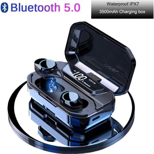 G02 TWS Wireless Headphone IPX7 Waterproof Bluetooth 5.0 Earphone 9D Stereo Sport Headsets 3300mAh LED Smart Power Phone Holder