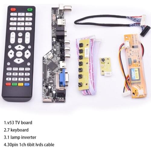 V53 universal TV lcd control board 10-42inch lvds driver board TV VGA AV **** USB DS.V53RL.BK full kit for LTN154AT01