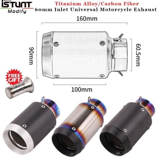 60mm Inlet Universal Motorcycle GP Escape Exhaust Modified Carbon Fiber Titanium alloy Muffler DB Killer For Z1000 CBR1000 R1 R6