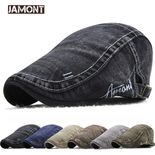 Jamont Mens Vintage Cotton Newsboy Caps Gorras Para Hombre Duckbill Hat Baker Boy Golf Peaked Hats Male Casual Cabbie Ivy Hats