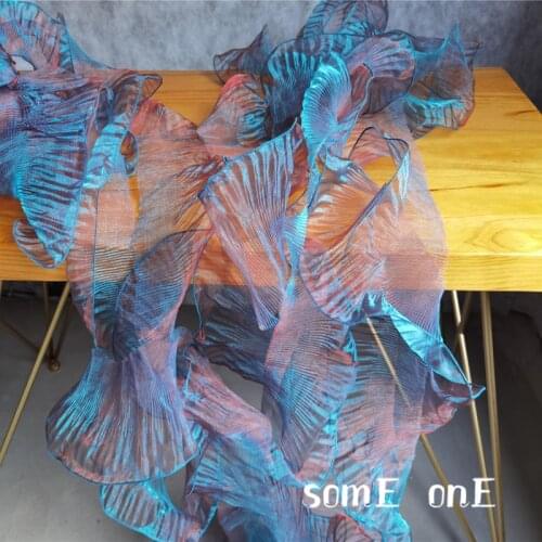 Wave Lace Trimming Blue Red Gradient Microfolds Organza DIY Patchwork Cuffs Neckline Gown Wedding Dress Designer Accessories