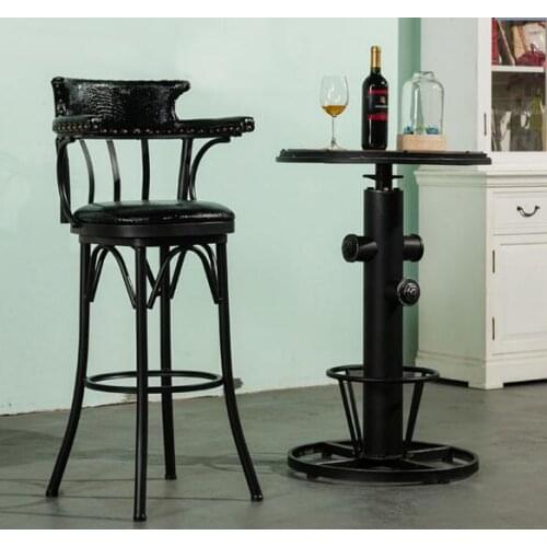 Spin the chair.. Desk chair high chair. American vintage old iron bar chair001