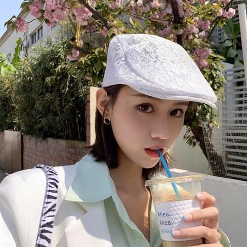 2021 New Spring Summer Beach Cute Lace Flower Lightweight Breathable Sun Hat For Women Casual Forward Frog Hat Ladies Visor Cap