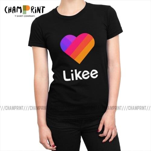 Likee App Logo Likee Heart Rainbow Graffiti T Shirts Women Aesthetic T-shirt Crew Neck Tops Tees Dropshipping Clothing Female