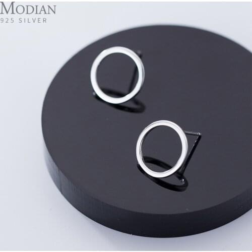 Modian Simple Geometric Stud Earring for Women Fashion Authentic 925 Sterling Silver Round Ear Stud Fine Jewelry 2020 New