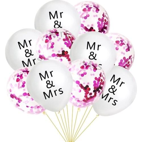 10Pcs Mr&Mrs Letter Wedding Confetti Latex Balloons Bridal Shower Wedding Engagement Party Decoration Supplies Air Globos