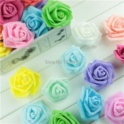 10pcs/lot Diameter 6-7cm Artificial PE Foam Roses Flower Head Handmade DIY Single Crimping Foam Flowers For Weddings