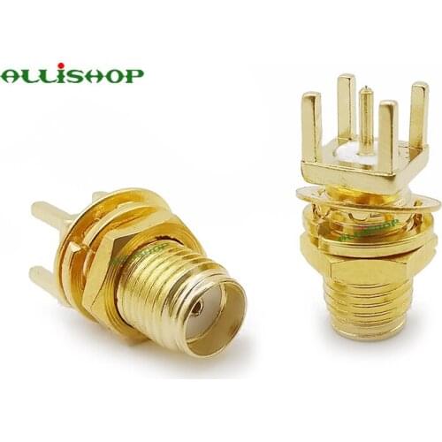 10Pcs SMA Female Jack Nut Bulkhead Connectors SMA Female Center Solder with PCB Mount RF Connector Vertical Thru Hole Goldplated