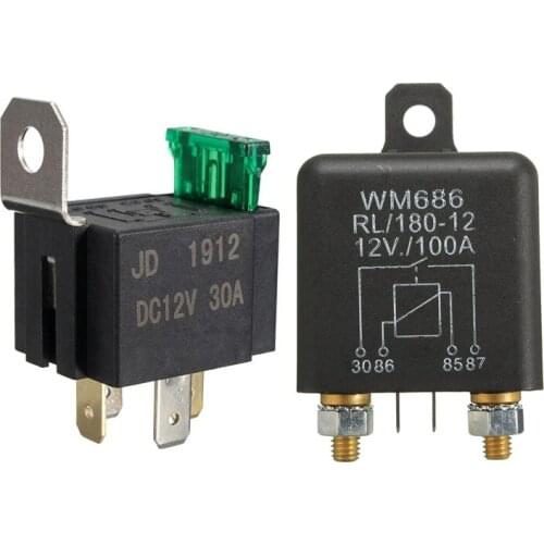 2 Pcs 12V 4 Pin Car Relay: 1 Pcs 30A SPST Car Relay Changeover Switch & 1Pcs 100Amp ON/OFF Switch Split Charge Relay