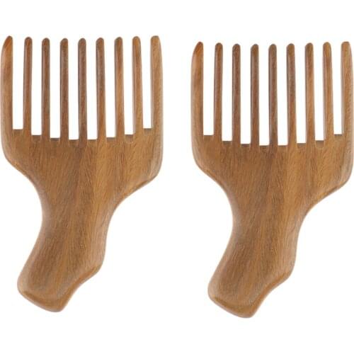 2x Sandalwood Wide Tooth Detangling Massage Comb African American Pick Comb