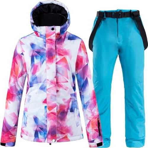 2020 Hoodie Warm Womens Ski Suit Waterproof Snowboard Clothing Woman Jacket Overalls Ski Female Sport Jumpsuit Snow Suits