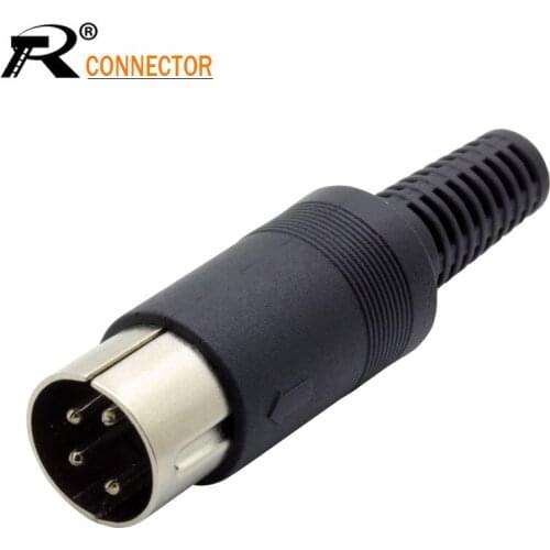 3Pcs 4PIN DIN Male Plug with Plastic Handle + Female Socket Hulled Panel Mount Chassis Connector Soldering Iron PC accessories