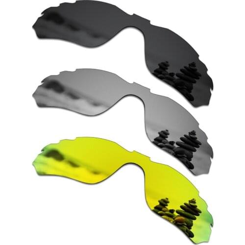 SmartVLT 3 Pieces Polarized Sunglasses Replacement Lenses for Oakley Radar Edge Vented Black & Silver Titanium & 24K Gold
