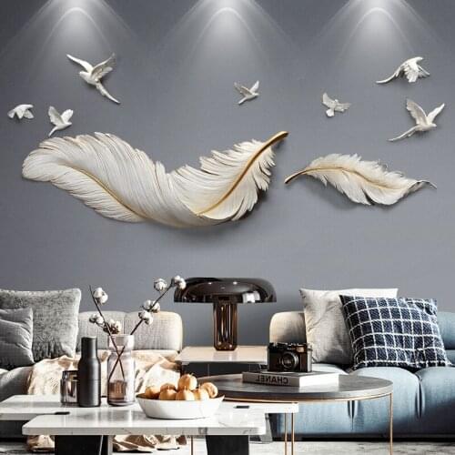 3D feather Home decor Home decoration wall Living Room decoration accessories Light luxury wall hanging aesthetic Room decor