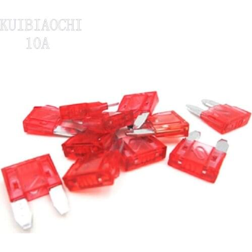 50pcs/lot 10A MINI Car Fuse Auto Car Truck ATC Mini Blade Trumpet Car Fuses 10A AMP Wire Set P5