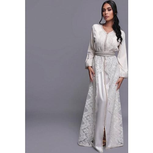 White Elehant Simple Moroccan Caftan Evening Dress Special Occasion Long Sleeves Summer Dress Dubai Muslim Custom Made Plus Size