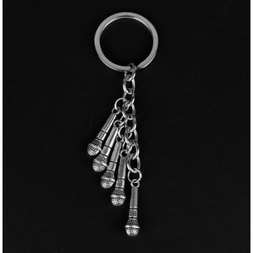 Microphone Keychain Car Key Holder Bag Keyring Creative Jewelry Accessories Love Gift For DJ Disk Microphone Christmas Gift -50