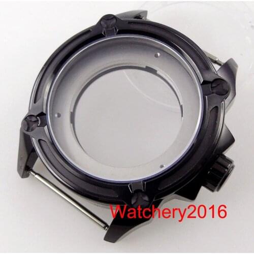 BLIGER 44mm Watch Case Sapphire Glass Black Color Fit MIYOTA 8215 821A ETA 2836 DG MINGZHU 2813