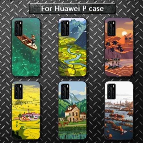 Beautiful scenery illustration Phone Case for huawei P40 pro lite P8 P9 P10 P20 P30 psmart 2019 2017 2018